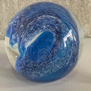 Fermacarte Art Vetro Soffiato Onda Blu Memoriale Sloan Kettering Cancer Center - Foto 1 di 6