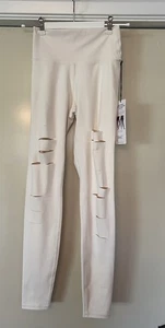 Alo Yoga High Waist Ripped Warrior Legging Gravel Gr. Small Pristine Ivory Neu - Bild 1 von 6