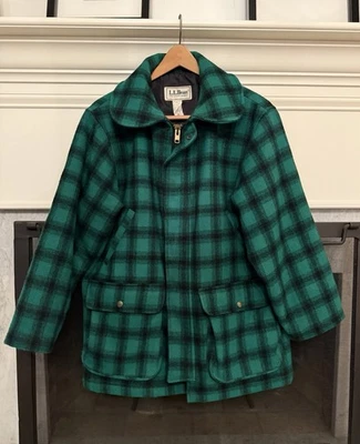 Chaqueta de caza vintage LL Bean Johnson de lana para hombre talla 42 verde búfalo a cuadros EE. UU. Foto 1 de 4
