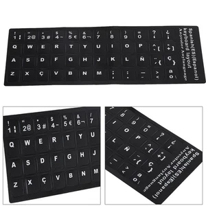 Keyboard Sticker Spanish Waterproof Black Background For 10in To 17in Laptop AU - Picture 1 of 12