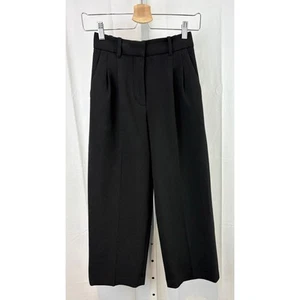 WILFRED Aritzia The Effortless Crop Pants Pleated Zip Fly Trousers Black Size 00 - Picture 1 of 10