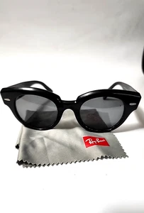 Ray Ban ROUNDABOUT Black RB2192 901/31 47□22 145 3N Sunglasses Italy w/RB Cloth - Picture 1 of 8