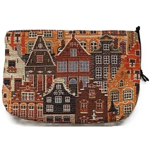 BRUGES HUIZEN BRUGES HOUSES BELGIAN TAPESTRY TROUSSE PURSE POUCH COSMETICS BAG - Picture 1 of 6