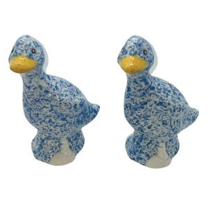 Juego de saleros y pimenteros vintage Treasure Craft ganso azul ganso moteado pato - Imagen 1 de 5