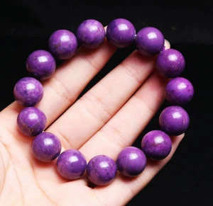 13,5 mm Natürliches Phosphosiderit Lila Edelstein Runde Perlen Armband AAA C0125 - Bild 1 von 7