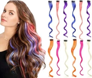 6 extensiones de cabello rizado con clip largas rizadas onduladas reflejos rayas de cabello - Imagen 1 de 81