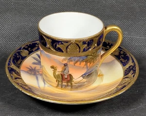 Vintage NORITAKE Demi Tasse Cup & Saucer ~ Desert Scene ~ Hand Painted - Picture 1 of 18