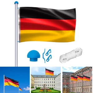 6,5m Fahnenmast Aluminium Teleskop Fahnenstange Deutschlandfahne Flaggenmast Set - Bild 1 von 12