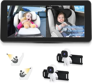 Baby Car Camera 2 Kids, Dual Channel 6.86 Inch HD 1080P Display with 2 IR Night - Picture 1 of 12
