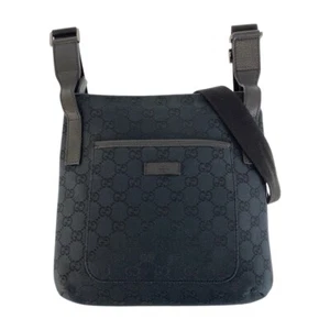 GUCCI 122793 Shoulder Bag Messenger Bag Black black GG canvas/leather GG - Picture 1 of 10