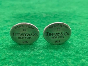 TIFFANY & CO STERLING SILVER VINTAGE COLLECTABLE PAIR CUFFLINKS 13.5G HEAVY - Picture 1 of 3