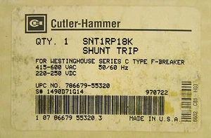 CUTLER HAMMER SNT1RP18K F Frame Shunt Trip 415-600 VAC 220-250 VDC 1490D71G14 - Imagen 1 de 2