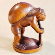 M8431 - 2" Hand Carved Boxwood Netsuke Figurine Carving: Oni Man