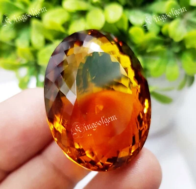 Orange Yellow Golden Citrine 95 Ct Oval Cut Loose Gemstone From Brazil - Image 1 of 4