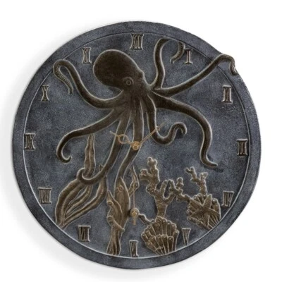 Elegant Octopus Wall Mounted Perfect Garden Clock and Thermometer For Decor - Image 1 of 3