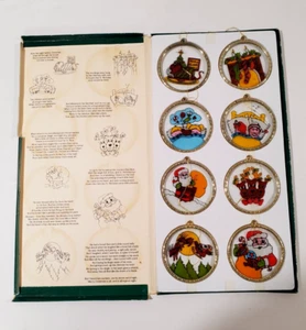 Vtg GIFTCO Stained Glass Christmas Tree Ornaments Complete Set HONG KONG OOAK - Picture 1 of 14