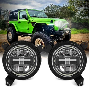 Brightest LED Headlights+9" Bracket for Jeep Wrangler JL Gladiator Halo Ring DRL - Picture 1 of 12
