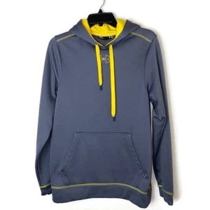 Under Armour Hooded Sweatshirt Mens Small Gray Yellow Pullover Hoodie Casual - Picture 1 of 7