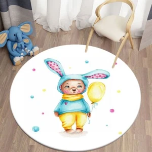 Round Cartoon Bear Mat Children Baby Room Carpet Anti-Slip Living Room Floor Rug - Picture 1 of 45