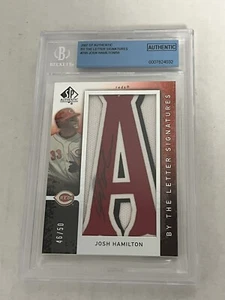 Josh Hamilton 2007 SP Authentic By The Letter A Auto 46/50 Patch Cincinnati Reds - Picture 1 of 4