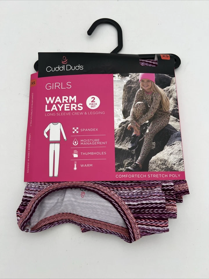 Nuevo conjunto de capas base de 2 piezas Cuddl Duds para niñas pequeñas talla XS (4-5) Foto 1 de 4