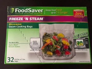 FoodSaver Freeze N Steam Microwavable Cooking 32 Bags 8.37in x 7.5in. BRAND NEW - Picture 1 of 3