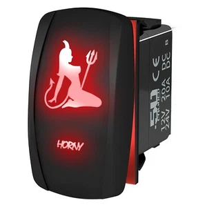 Momentary Horn 12V Rocker Switch Horny UTV RZR XP TURBO Maverick X3 YXZ1000R Red - Picture 1 of 10
