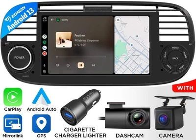 DVR+CAM+7" IPS Android 13 Autoradio GPS Navi CarPlay BT RDS für Fiat 500 2007-15 - Bild 1 von 4