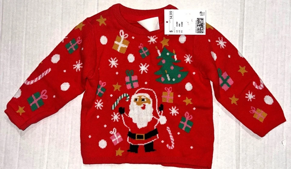 H&M Jersey Punto Vacaciones Rojo/Blanco/Verde NAVIDAD Motivo Talla 6+ Meses Foto 1 de 1