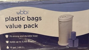 Ubbi Diaper Plastic Pail Plastic Bags - 75 Bags - 13 Gallon Size - NEW. - Picture 1 of 2