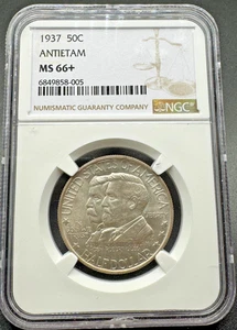 1937 ANTIETAM COMMEMORATIVE SILVER HALF DOLLAR NGC MS66+ 9EIG25 - Picture 1 of 4