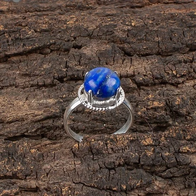 Lapis Lazuli Gemstone 925 Sterling Silver Ring Handmade Jewelry Ring - Image 1 of 3