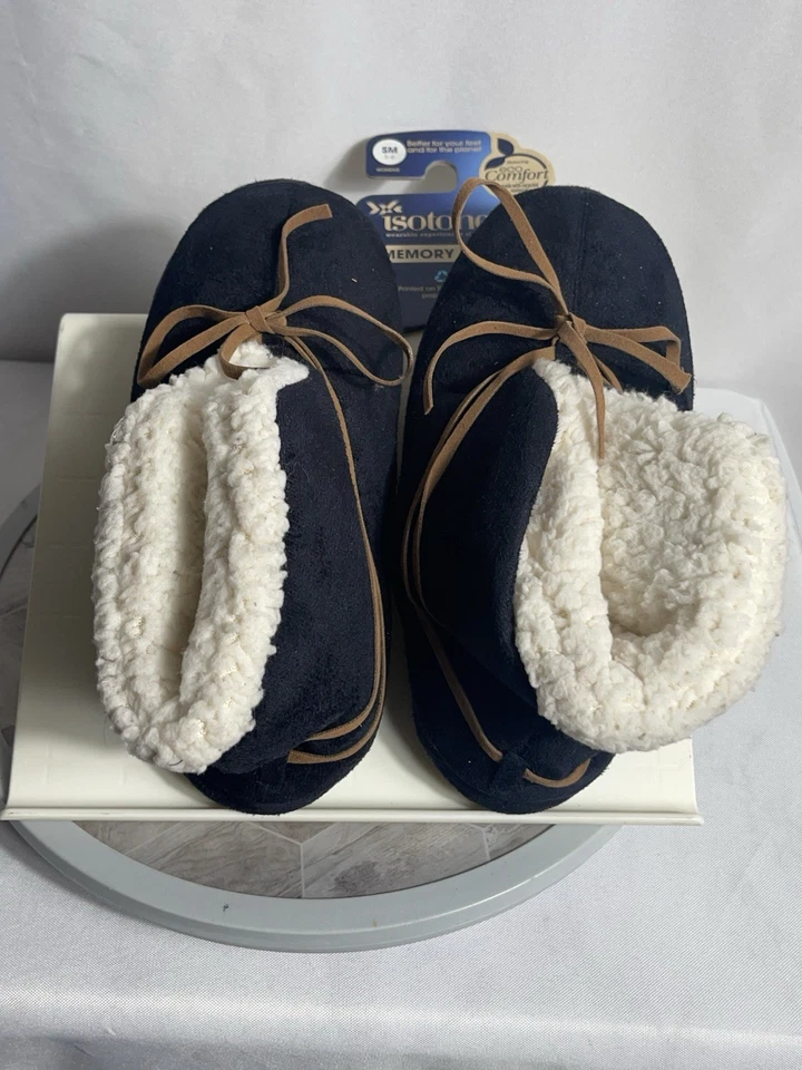 Zapatillas Isotoner Mujer Mocasín Espuma con Memoria Negras Forradas Sherpa Talla S 5-6 Foto 1 de 4