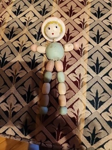 Vtg The Wood Bead Baby Rattle Metal Head #10 - Picture 1 of 6