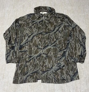 Vintage 80s Mossy Oak Camo Sheer Thin Mesh Hunting Mens Hooded Chore Jacket M - Picture 1 of 7