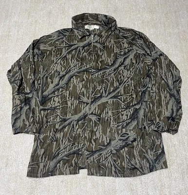 Vintage 80s Mossy Oak Camo Sheer Thin Mesh Hunting Mens Hooded Chore Jacket M - Image 1 of 4