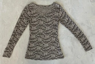 Camisa de Encaje Flor Malla Mangas Largas Romántica Fecha Noche Talla Mediana Hada Caprichosa Foto 1 de 4