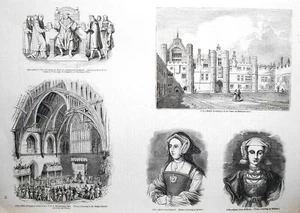 CASTLES, PORTRAITS, SHIPS, etc. 3 pgs OF SKETCHES 1845 - Bild 1 von 3