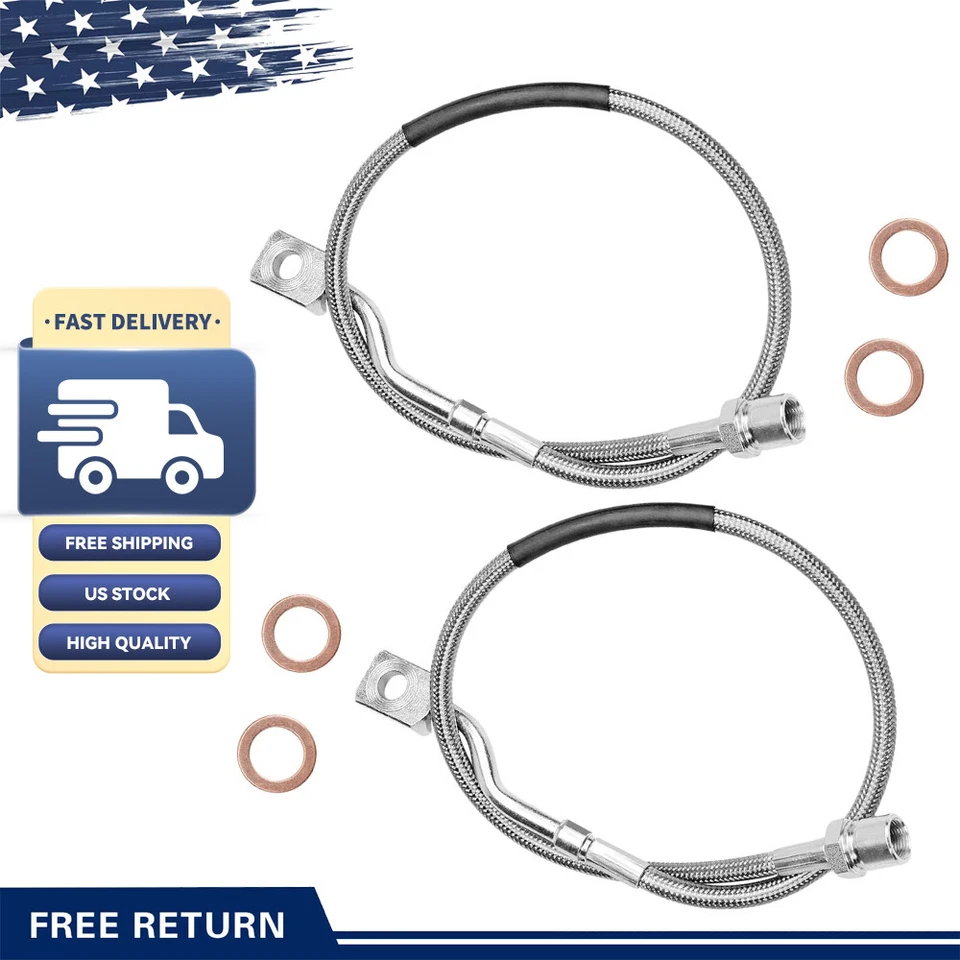 Brake Lines Front Stainless fit Silverado Sierra 2007-2019 2500 3500HD 2011-2019 - Image 1 of 4