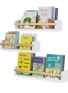 Wallniture UTAH Set of 3 Nursery Room Wood Floating Wall Shelves Shelf White NEW - Picture 1 of 7