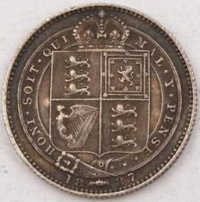 1887 Great Britain Shilling Victoria Jubilee Head Shield in Garter VF+