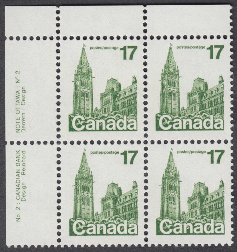 Canada - #790 Parliament Buildings Plate Block #2 - MNH - Image 1 of 1