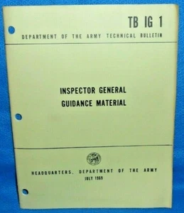 U.S. Army Field Manual: Inspector General Guidance Material TB IG 1 - 1969 Print - Picture 1 of 3