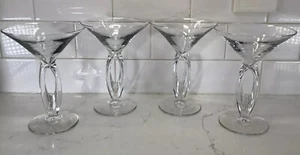 4- Libbey OMEGA Sculptured Stem Martini Cocktail Glasses Set Star Trek - Picture 1 of 5