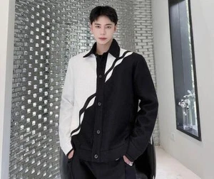 Men's Autumn Fashion Lapel Long Sleeve Loose Color Matching Jacket Casual Coats_ - Picture 1 of 11