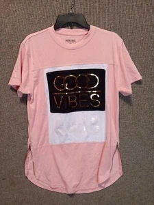 Designer Good Vibes Self Made T-Shirt Size Medium by Bleecker & Mercer Pink - Picture 1 of 10