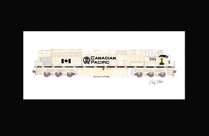 Canadian Pacific Veteran SD70ACU #7021 11""x17"" estampado enmarañado firmado por Andy Fletcher - Imagen 1 de 1