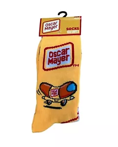Mens Oscar Mayer Weinermobile Logo Crew Socks Novelty Fits Mens Shoe Sz 6-12 NEW - Picture 1 of 2