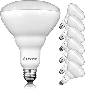 6 Pack BR40 LED Light Bulbs, 13W=85W, 3500K Natural White, 1400 Lumens, Dimmable - Picture 1 of 7