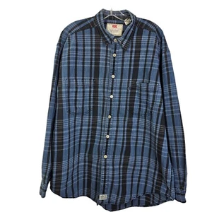 Levi's Mens XL Blue Plaid Thick Button Up Long Sleeve Shirt Cotton - Picture 1 of 6